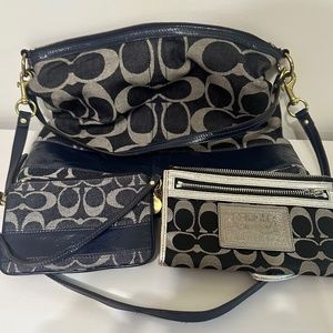 Coach large crossbody bag and wallet/twisty set